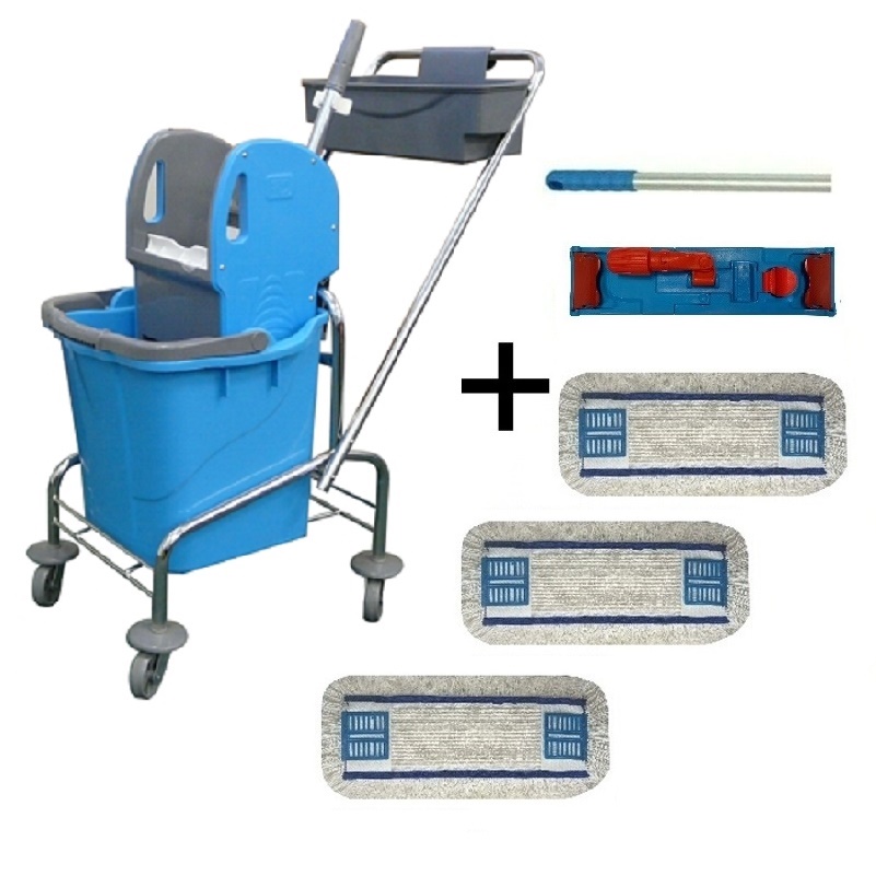 Úklidový vozík SINGLE 1 x 25 l + FLIPPER Mop sestava se 3 návleky 40cm