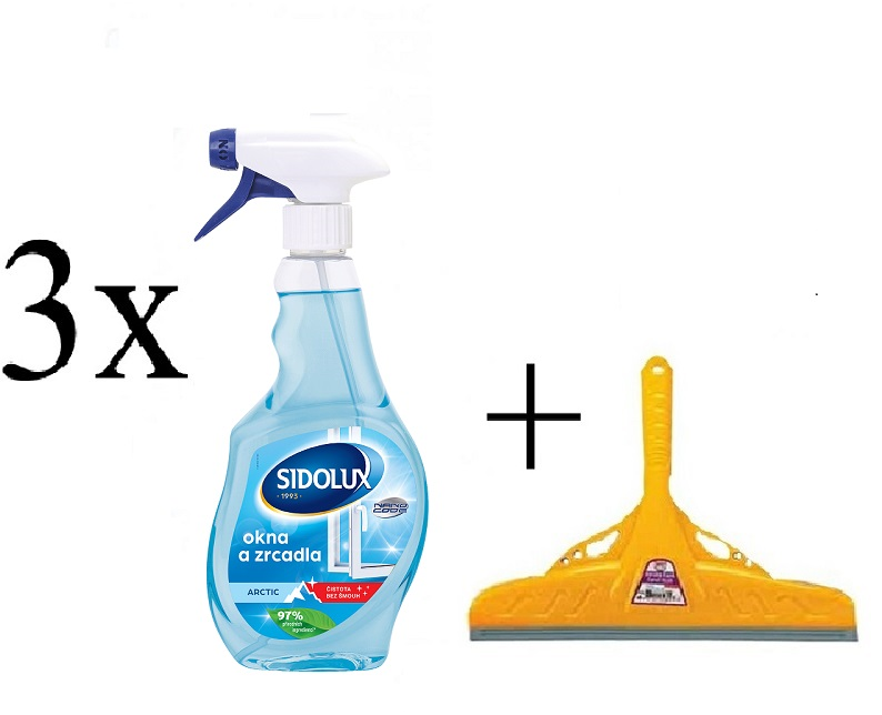 3x SIDOLUX WINDOW NANO CODE - ARCTIC - čistič oken s NANO technologií 500 ml se stěrkou zdarma
