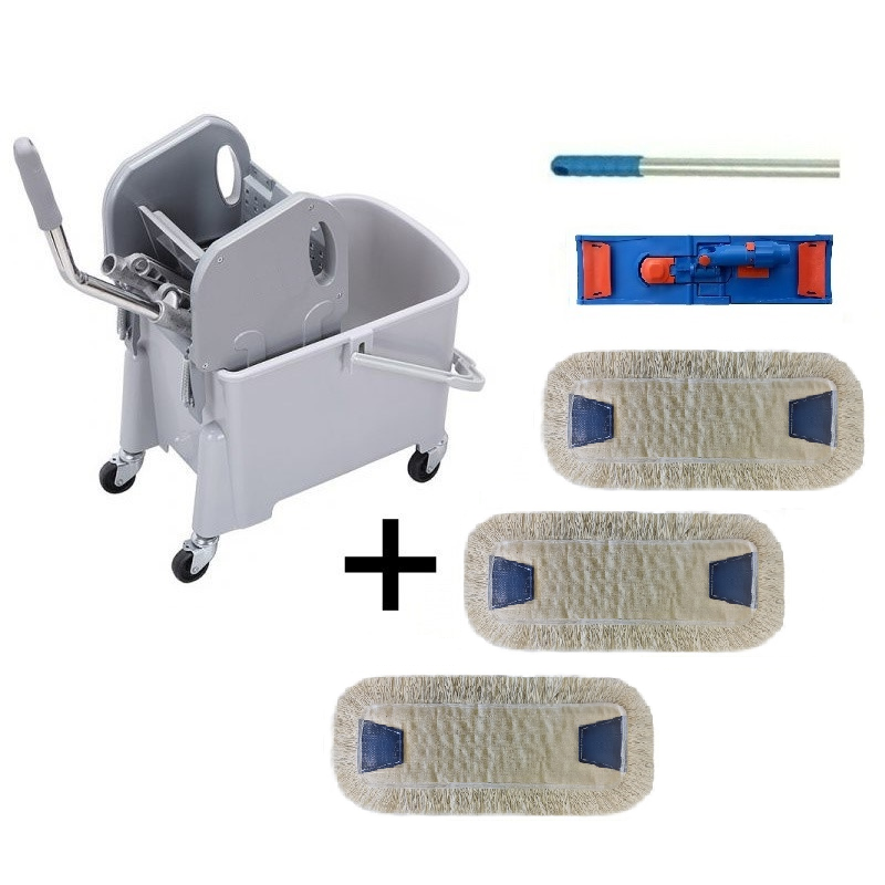 MOPSET Úklidový vozík malý + FLIPPER Mop sestava s 3mi návleky 40cm